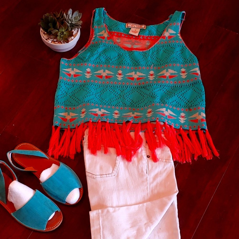 Turq & Coral Top